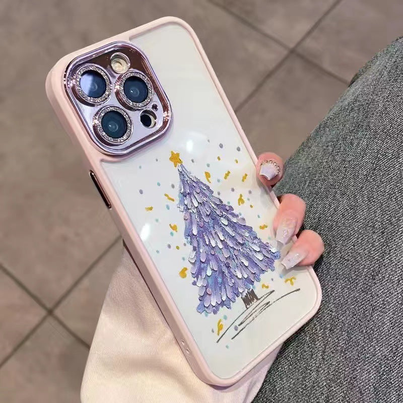 For iPhone 12 Pro TPU Christmas Tree Pattern Case Glitter Sparkle Camera Ring Phone Cover with Lens Film For iPhone 12 Pro TPU Christmas Tree Pattern Case Glitter Sparkle Camera Ring Phone Cover with Lens Film